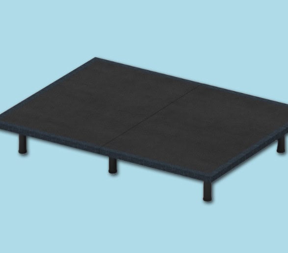 Isometric view of a black bed base.