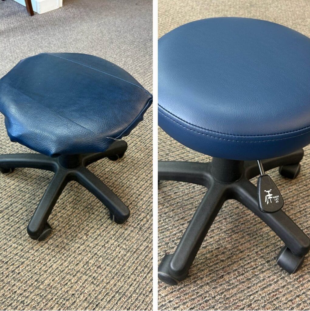 Office chair before and after reupholstery
