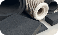 Various foam sheets and filters on display.