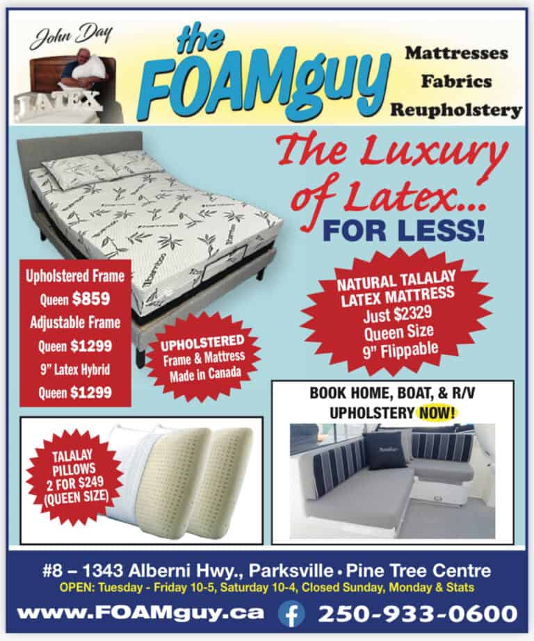 Foam mattresses, pillows, and upholstery services in Parksville.